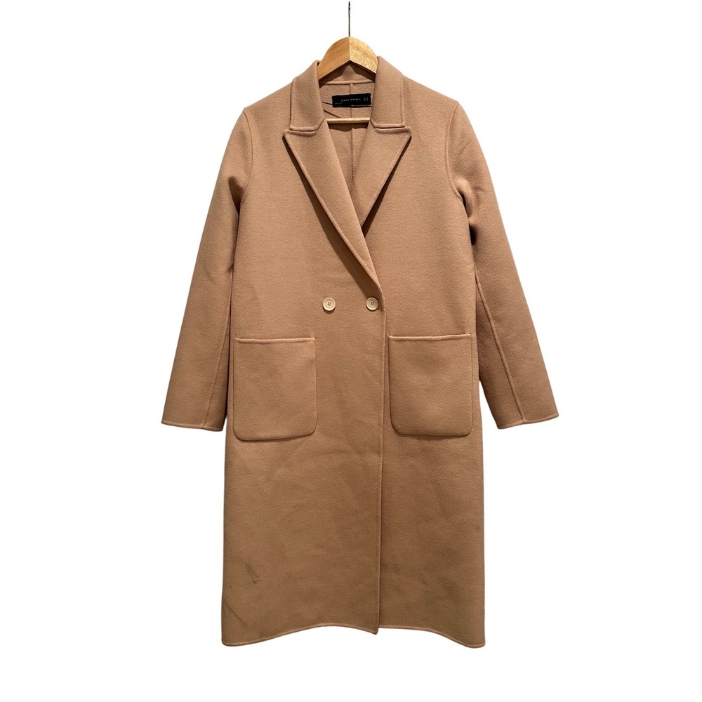 Zara Camel Wool Blend Pea Coat Size Medium Preppy Fall Business Casual Jacket‎